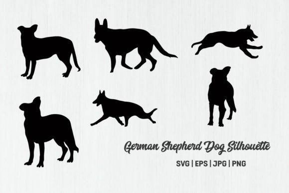 German Shepherd Dog Silhouettes, Dog SVG