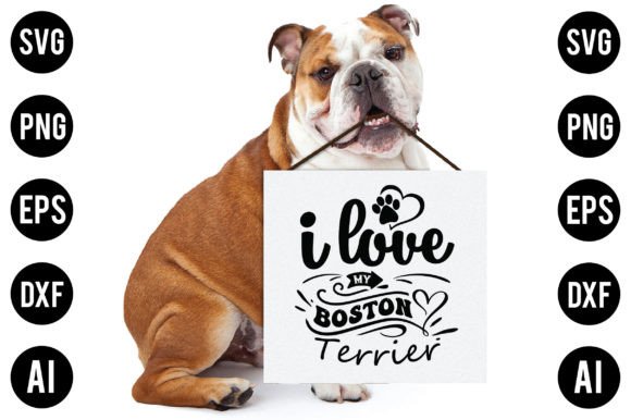 I Love My Boston Terrier SVG Design