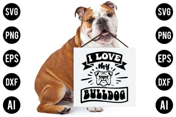 I Love My Bulldog Dog SVG Design